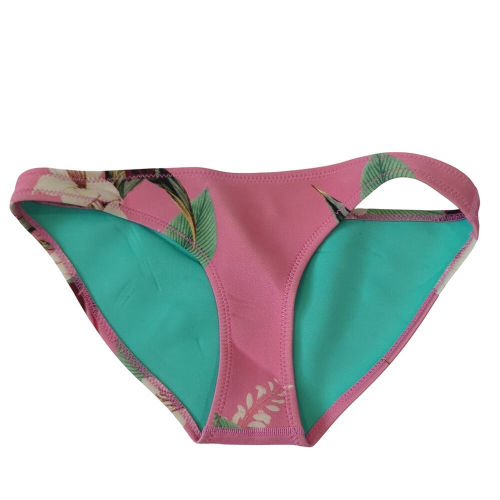 Triangl Swimsuit Bottoms Womens Small Neoprene Bikini Pink Tropical‎ Cheeky Swim